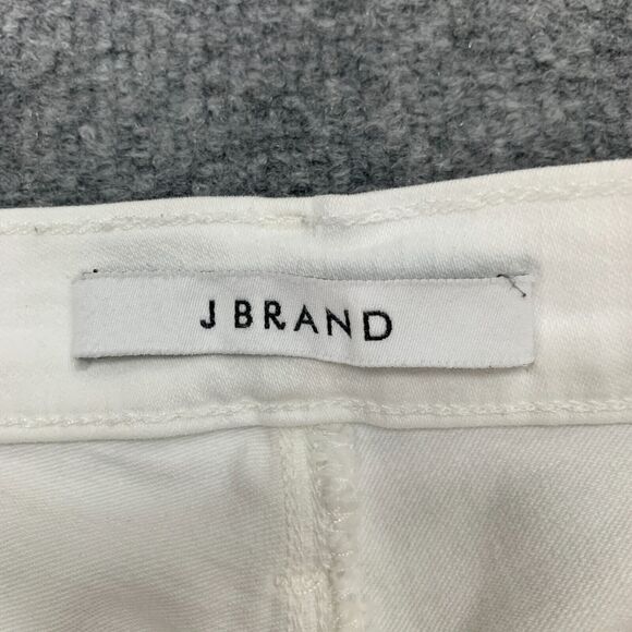 J Brand Jeans Womens 27 White Denim Cropped Raw Hem Distressed Stretch Pant - Picture 5 of 14